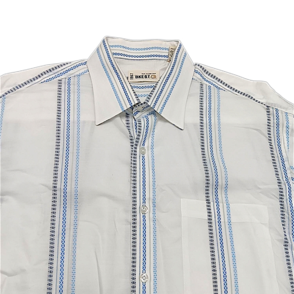 Buckle BKE67 Mens XL Blue and White Striped Long Sleeve Button-Up Dress Shirt